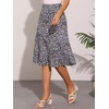 image:imageAllegra K Floral Skirt for Womens Elastic Waist ALine Midi SkirtsFloral Dark Blue