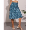 image:imageAllegra K Floral Skirt for Womens Elastic Waist ALine Midi SkirtsLake Blue