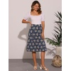 image:imageAllegra K Floral Skirt for Womens Elastic Waist ALine Midi SkirtsNavy Blue