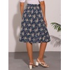 image:imageAllegra K Floral Skirt for Womens Elastic Waist ALine Midi SkirtsNavy Blue