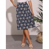 image:imageAllegra K Floral Skirt for Womens Elastic Waist ALine Midi SkirtsNavy Blue