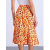 image:imageAllegra K Floral Skirt for Womens Elastic Waist ALine Midi SkirtsOrange Green