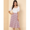 image:imageAllegra K Floral Skirt for Womens Elastic Waist ALine Midi SkirtsPink
