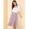 image:imageAllegra K Floral Skirt for Womens Elastic Waist ALine Midi SkirtsPink