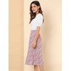 image:imageAllegra K Floral Skirt for Womens Elastic Waist ALine Midi SkirtsPink