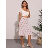 image:imageAllegra K Floral Skirt for Womens Elastic Waist ALine Midi SkirtsPink Flower