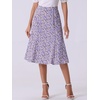 image:imageAllegra K Floral Skirt for Womens Elastic Waist ALine Midi SkirtsPurple