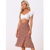 image:imageAllegra K Floral Skirt for Womens Elastic Waist ALine Midi SkirtsRed