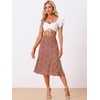 image:imageAllegra K Floral Skirt for Womens Elastic Waist ALine Midi SkirtsRed
