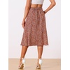 image:imageAllegra K Floral Skirt for Womens Elastic Waist ALine Midi SkirtsRed