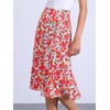 image:imageAllegra K Floral Skirt for Womens Elastic Waist ALine Midi SkirtsRed Blue