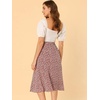 image:imageAllegra K Floral Skirt for Womens Elastic Waist ALine Midi SkirtsRed White