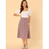 image:imageAllegra K Floral Skirt for Womens Elastic Waist ALine Midi SkirtsRed White