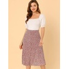 image:imageAllegra K Floral Skirt for Womens Elastic Waist ALine Midi SkirtsRed White