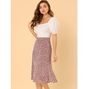 image:imageAllegra K Floral Skirt for Womens Elastic Waist ALine Midi SkirtsRed White