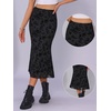 image:imageAllegra K Mesh Fishtail Skirt for Women Floral High Waist 2026 Spring Summer Bodycon Y2K Mermaid Midi SkirtsBlack