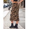 image:imageAllegra K Mesh Fishtail Skirt for Women Floral High Waist 2026 Spring Summer Bodycon Y2K Mermaid Midi SkirtsBrown