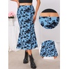 image:imageAllegra K Mesh Fishtail Skirt for Women Floral High Waist 2026 Spring Summer Bodycon Y2K Mermaid Midi SkirtsLight Blue