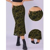 image:imageAllegra K Mesh Fishtail Skirt for Women Floral High Waist 2026 Spring Summer Bodycon Y2K Mermaid Midi SkirtsOlive Green