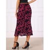 image:imageAllegra K Mesh Fishtail Skirt for Women Floral High Waist 2026 Spring Summer Bodycon Y2K Mermaid Midi SkirtsRed