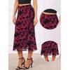 image:imageAllegra K Mesh Fishtail Skirt for Women Floral High Waist 2026 Spring Summer Bodycon Y2K Mermaid Midi SkirtsRed