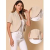 image:imageAllegra K Short Sleeve Blazers for Womens Business Casual Open Front Work Cropped Shrug JacketBeige