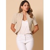image:imageAllegra K Short Sleeve Blazers for Womens Business Casual Open Front Work Cropped Shrug JacketBeige