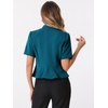 image:imageAllegra K Short Sleeve Blazers for Womens Business Casual Open Front Work Cropped Shrug JacketBlue Green