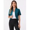 image:imageAllegra K Short Sleeve Blazers for Womens Business Casual Open Front Work Cropped Shrug JacketBlue Green