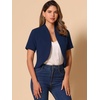 image:imageAllegra K Short Sleeve Blazers for Womens Business Casual Open Front Work Cropped Shrug JacketDark Blue