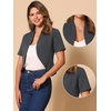 image:imageAllegra K Short Sleeve Blazers for Womens Business Casual Open Front Work Cropped Shrug JacketDark Grey