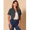 image:imageAllegra K Short Sleeve Blazers for Womens Business Casual Open Front Work Cropped Shrug JacketDark Grey