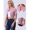 image:imageAllegra K Short Sleeve Blazers for Womens Business Casual Open Front Work Cropped Shrug JacketPink