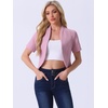 image:imageAllegra K Short Sleeve Blazers for Womens Business Casual Open Front Work Cropped Shrug JacketPink