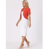 image:imageAllegra K Short Sleeve Blazers for Womens Business Casual Open Front Work Cropped Shrug JacketRed