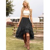 image:imageAllegra K Western Skirt for Women Lace Ruffled Hem Asymmetrical High Waist Boho Flowy Maxi SkirtBlack