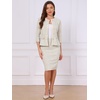 image:imageAllegra K Womens 2 Piece Skirt Sets 34 Sleeve Collarless Tweed Jacket Pencil Skirt Set Elegant Business Casual OutfitApricot