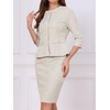image:imageAllegra K Womens 2 Piece Skirt Sets 34 Sleeve Collarless Tweed Jacket Pencil Skirt Set Elegant Business Casual OutfitApricot