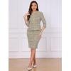 image:imageAllegra K Womens 2 Piece Skirt Sets 34 Sleeve Collarless Tweed Jacket Pencil Skirt Set Elegant Business Casual OutfitOrange