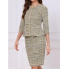 image:imageAllegra K Womens 2 Piece Skirt Sets 34 Sleeve Collarless Tweed Jacket Pencil Skirt Set Elegant Business Casual OutfitOrange