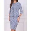 image:imageAllegra K Womens 2 Piece Skirt Sets 34 Sleeve Collarless Tweed Jacket Pencil Skirt Set Elegant Business Casual OutfitRoyal Blue