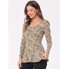 image:imageAllegra K Womens Animal Print Long Sleeve Ruffle Hem Scoop Neck Casual Peplum TopApricotleopard