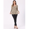 image:imageAllegra K Womens Animal Print Long Sleeve Ruffle Hem Scoop Neck Casual Peplum TopApricotleopard