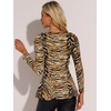 image:imageAllegra K Womens Animal Print Long Sleeve Ruffle Hem Scoop Neck Casual Peplum TopApricottiger