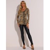 image:imageAllegra K Womens Animal Print Long Sleeve Ruffle Hem Scoop Neck Casual Peplum TopApricottiger