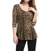image:imageAllegra K Womens Animal Print Long Sleeve Ruffle Hem Scoop Neck Casual Peplum TopBrownleopard