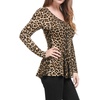 image:imageAllegra K Womens Animal Print Long Sleeve Ruffle Hem Scoop Neck Casual Peplum TopBrownleopard