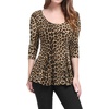 image:imageAllegra K Womens Animal Print Long Sleeve Ruffle Hem Scoop Neck Casual Peplum TopBrownleopard