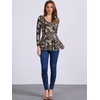 image:imageAllegra K Womens Animal Print Long Sleeve Ruffle Hem Scoop Neck Casual Peplum TopCoffeeanimal