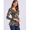 image:imageAllegra K Womens Animal Print Long Sleeve Ruffle Hem Scoop Neck Casual Peplum TopCoffeeanimal